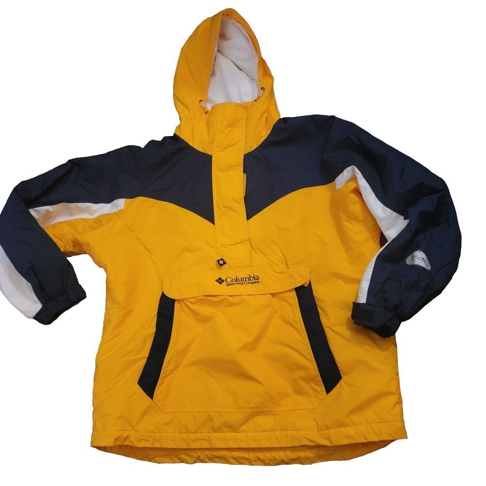Columbia anorak pullover‎ Jacket Womens Large Michigan Blue Yellow MINT